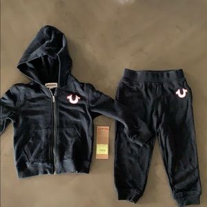True Religion Black Hoodie and Pants Set